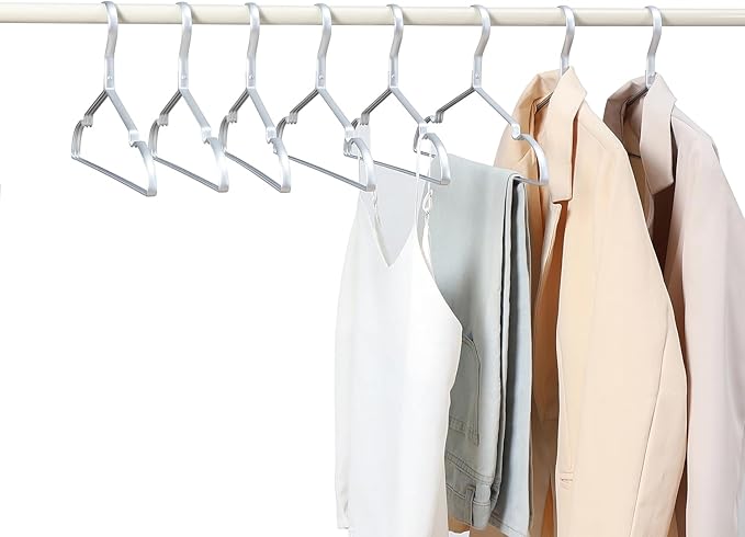 16.3" Premium Aluminum Coat Hangers, Extra Smooth & Durable Metal Shirt Dress Hanger, Light & Sturdy Metal Rack for Jacket Trouser Pant Slack, 20 Pack, Silver