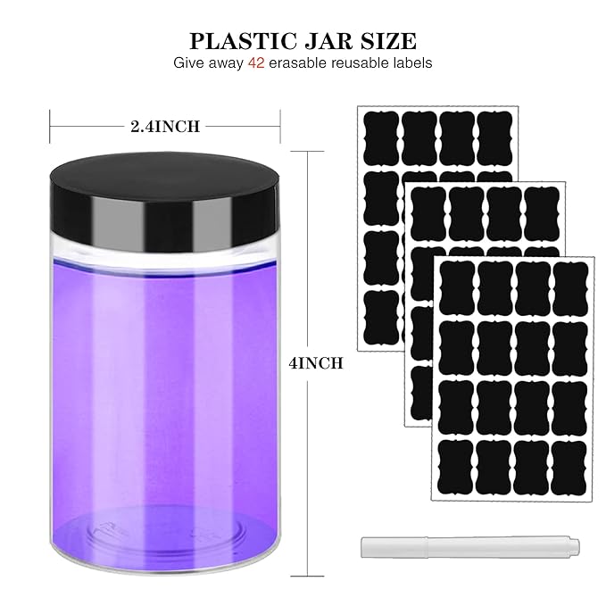 Plastic Jars with Lids 6OZ 42PCS,Small Cosmetic Slime Containers Clear Travel Round Jars Empty Refillable Sample Containers Leak Proof Pot with Black Lids for Lotion, Cream, Body Scrub