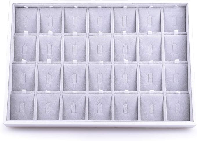 Oirlv 28 Region Ring Display Tray Stackable Jewelry Organizer Trays Leather Rings Storage Case