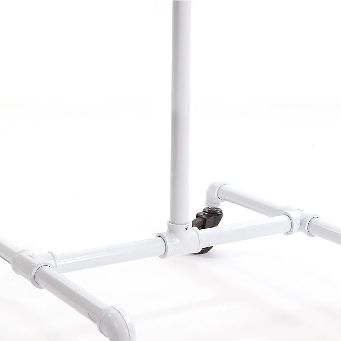 Econoco Pipeline Double Sided Boutique Rolling Rack, Adjustable Height, Heavy Duty Clothing Display with Wheels, Retail Garment Rack