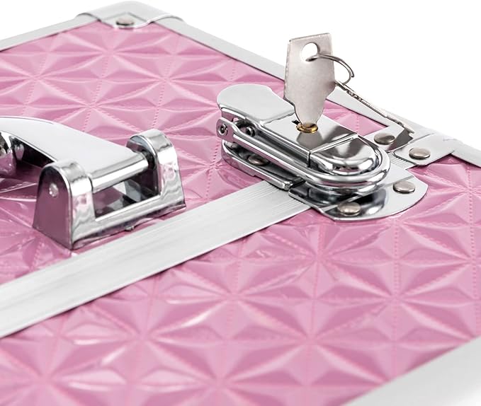 Makeup Rolling Case, Professional Rolling Nail Case Wheeled Manicure Storage Case Polish Organizer w/ Universal Wheels, Portable Adjustable Studio Travel Cart for Nail Technicians Hairstylist (Pink)