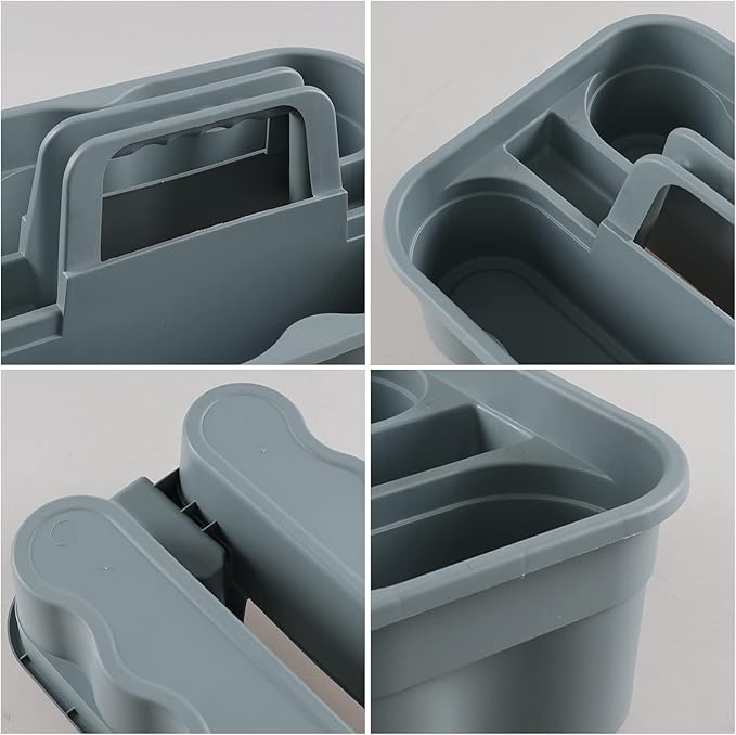 Drephia 6 Pack Cleaning Caddy, Plastic Carry Caddy with Handle for Dorm, Bathroom, Garden, Kitchen, Cleaning Supplies,Take-Out Drink