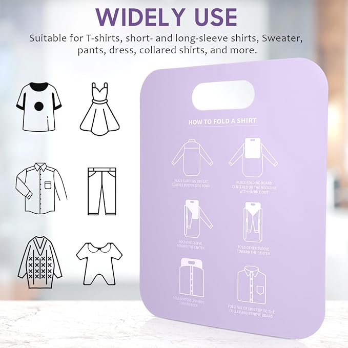 2 Pcs Shirt Folding Board, Portable Clothes Folder Plastic Laundry folders for Travel Adult White