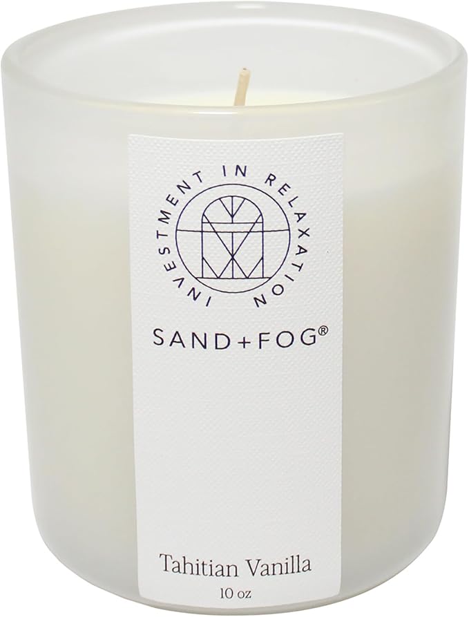 Sand + Fog Scented Candle - Tahitian Vanilla – Additional Scents and Sizes – 100% Cotton Lead-Free Wick - Luxury Air Freshening Jar Candles - Perfect Home Decor – 10oz