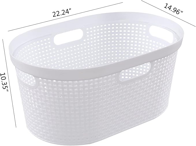 4 Packs Plastic Laundry Baskets, White Large Dirty Clothes Organizer Hampers, 40 L
