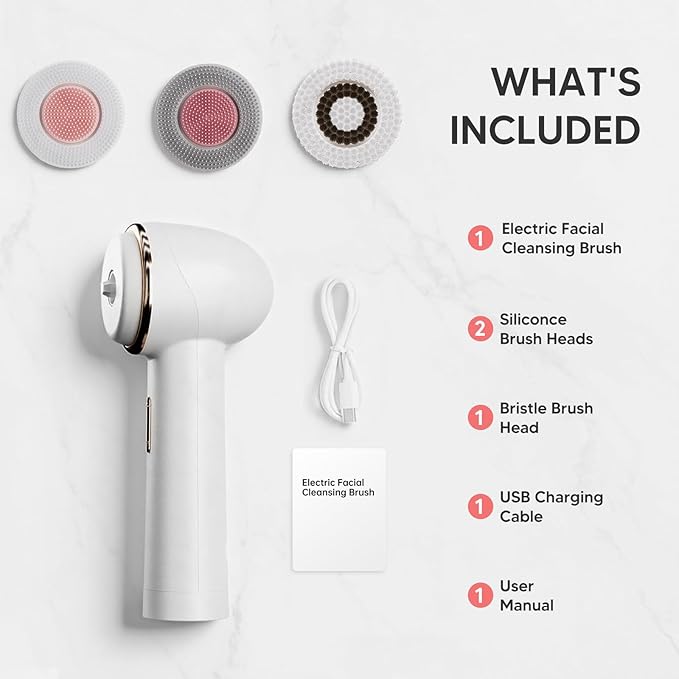 Bidirectional Rotation Facial Cleansing Brush for Women,Rechargeable Waterproof Face Exfoliator Brush for Deep Cleansing,Women Mom Her Valentine's Day Gifts