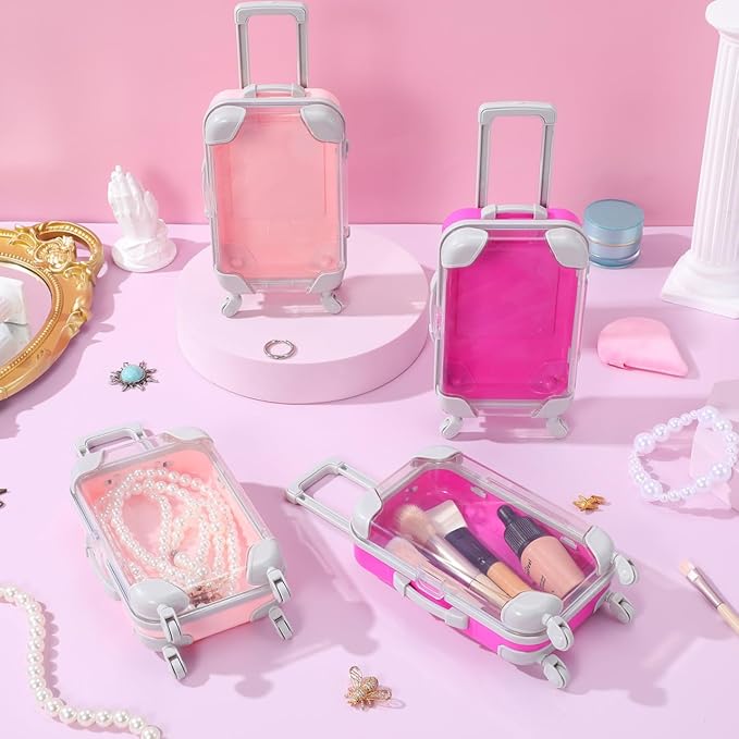 Unomor Portable Eyelash Storage Box Mini Suitcase Makeup Case Travel Cosmetic Organizer Compact Carrying Case for False Eyelashes and Small Accessories