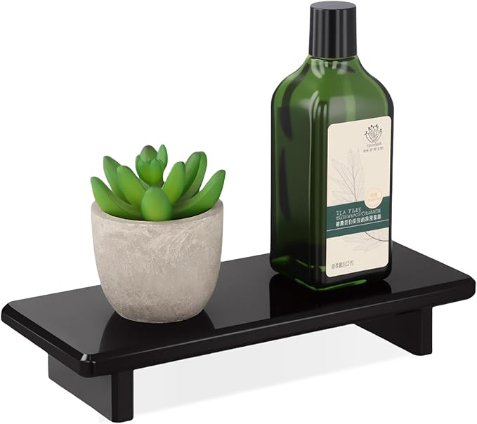 Acrylic Black Vanity Tray 2-Pack – Multi-Purpose Kitchen & Bathroom Counter Organizer, Waterproof Soap/Sponge/Brush Holder, Plant & Candle Display Riser, Compact Tray 8.6"×3.6"×1.5"