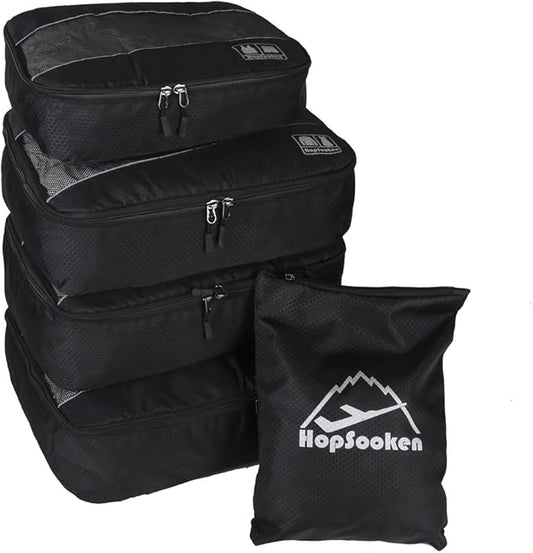 5 Set Packing Cubes for Travel Large Suitcase Luggage Organizer Bags Travel Accessories Vacation 4 Cubes 1 Laundry Pouch Bag