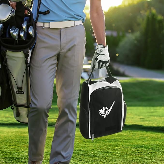 Personalized Golf Shoe Bag, Custom 10 Colors Embroidered Name and Pattern Golf Shoe Carrier Bag with Carrier Handle Father's Day Gift