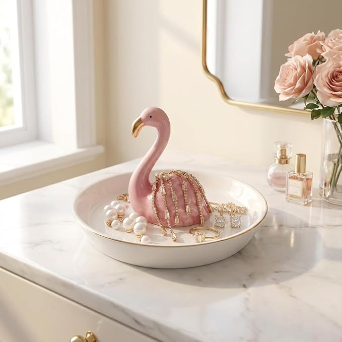 Flamingo Decor, Flamingo Jewelry Holder, Ring Holder, Jewelry Holder Dish, Thanksgiving, Christmas