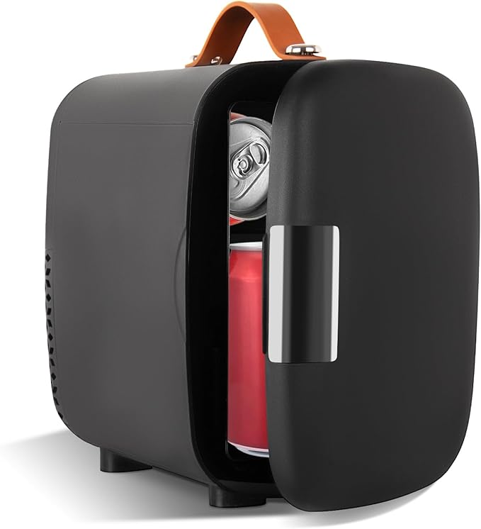 Compact Refrigerator, Portable Mini Fridge for Skincare Food Drinks, 4L/6 Can Electric Plug In Cooler & Warmer, AC/DC Skincare Refrigerator for Bedroom Office Car Dorm (Black)