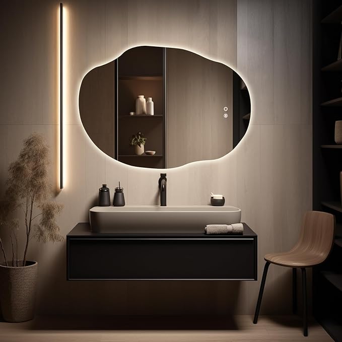 WallBeyond LED Bathroom Mirror with Lights, 25 x 35 Inch Led Bathroom Vanity Mirror for Wall, Anti Fog Mirror for Bathroom, 3 Colors and Dimmable Light, Horizontal/Vertical