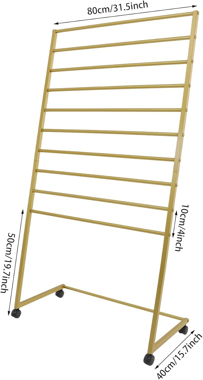 10 Tiers Rolling Display Tie & Scarf Rack Towel Belt Pants Hangers Hijab Stand Ribbon Organizer, Floor Standing Tie Scarves Necktie Holder Hanging Rack for Home Commercial Clothing Retail Store