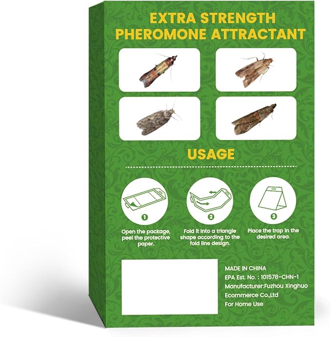 Pantry Moth Traps for House Indoor, Indian Meal Moths Repellent, Pheromone Pest Control Glue Trap for Kitchen, Cabinet, No Moth Ball, 5 Pack