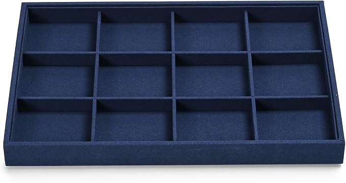 12 Grids Jewelry Tray Bracelet Tray Bangle Tray Microfiber Jewelry Display Tray Stackable Jewelry Trays for Bracelet Bangle Holder Watch Earring Brooches Display Tray (Blue)