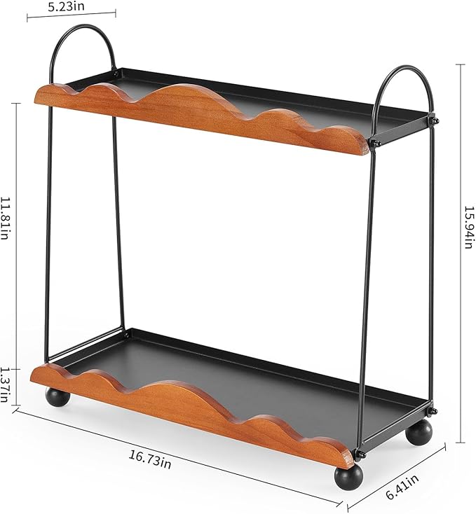 2 Tier Bathroom Countertop Organizer, Vanity Organizer and Storage for Skincare Perfume, Large Capacity Makeup Standing Counter Rack, Wood Counter Shelf for Bathroom Decor/Kitchen/Coffee Bar