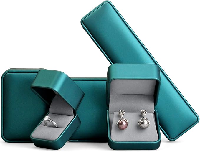 Oirlv Green Leather Earring Box Velvet Travel Jewelry Case Small Earring Box Vintage Jewlery Display Portable