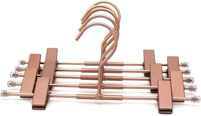 Pants Hangers 11.8" Space Saving Rose Gold Clothes Skirts Hanger 20 Pack Adjustable Clips for Jeans Trousers Display Closet Storage Scarves Slack Garment Multifunctional Rack