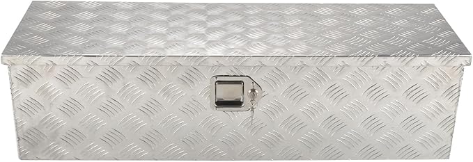 39''Inch Aluminum Truck Tool Box Truck Bed Toolbox Truck Trailer Chest Box Trailer Underbody Storage Organizer Waterproof Square Storage Organizer w/Lock & Keys Silver(‎39" Lx13 Wx10 H)