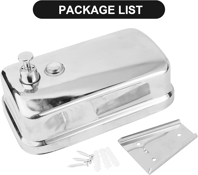 Heavy Duty Soap Dispenser Wall Mount Stainless Steel Soap Dispenser Manual Liquid Pump Rust-Proof Leak Free Pump for Commercial & Home Kitchen Bathroom (34 fl.oz./1000ml)
