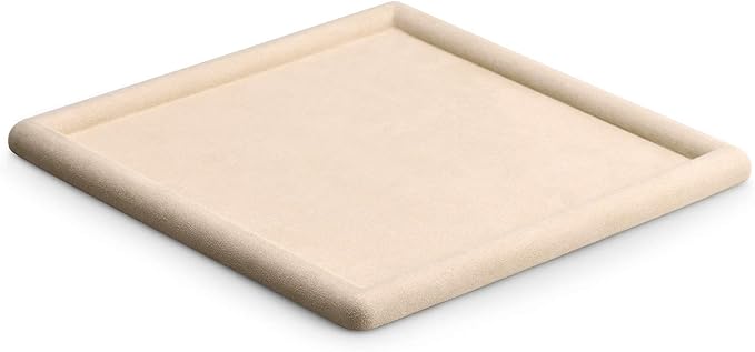 Oirlv Top Microfiber Jewelry Tray Square Nightstand Organizer Rings Earrings Necklace Trinket Storage Tray Showcase Jewelry Display (Beige)