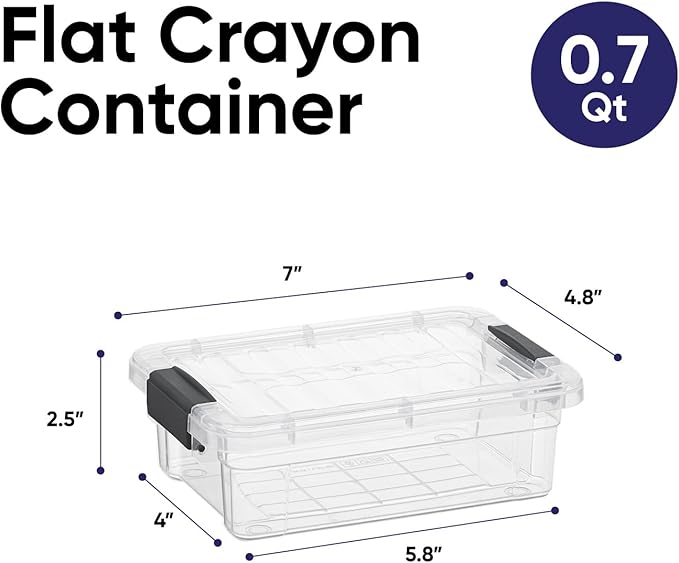 Superio Mini Storage Container Plastic Crayon Box Art Supplies and Sewing Case Stackable Clear Small Organizer for Beads, Stationery, Chalk, and Food, 0.7 Quart, 8 Pack