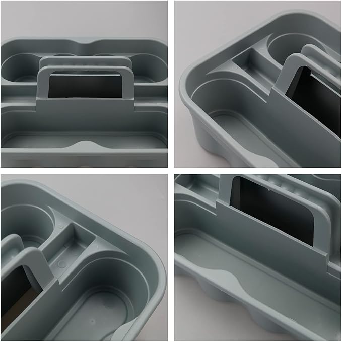 Kekow 4-Pack Plastic Storage Caddy, Carry Caddy with Handle, Gray