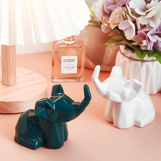 PUDDING CABIN 2 Pack Elephant Ring Holder Figurines Wedding Gifts for Couples Cute Table Desk Preppy Room Decor Elephant Gifts for Women Mom Mothers Day Birthday Christmas