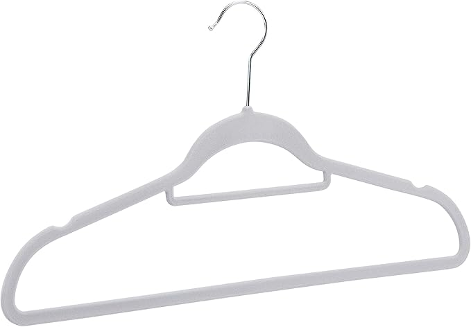 Amazon Basics Heavy Duty Non-Slip Velvet Suit Hangers with Horizontal Tie Bar, 50-Pack, Dark Gray