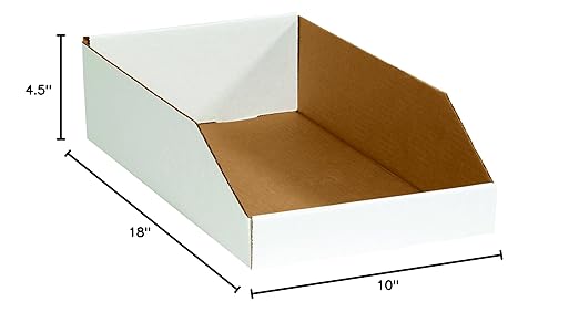 Box USA BBINEB1810 Open Top Bin Boxes, 10" x 18" x 4 1/2", Oyster White (Pack of 25)