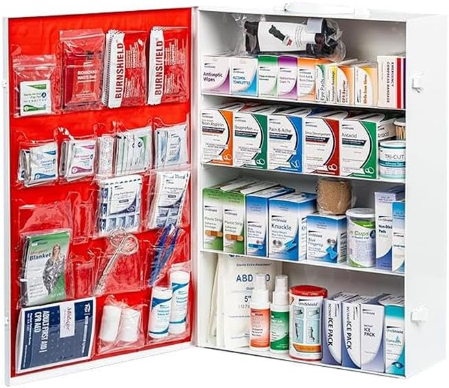 Restaurant Metal First Aid Cabinet, Wall Mountable (Class A with Tablets, 4 Shelf)