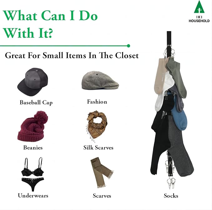 IKI Hat Organizer for Baseball Caps - Holder Closet 2Pack Each 16 Premium Clips, Good Hangers Rod, Display Wall Mount, Easy Storage Racks and Hats, Black