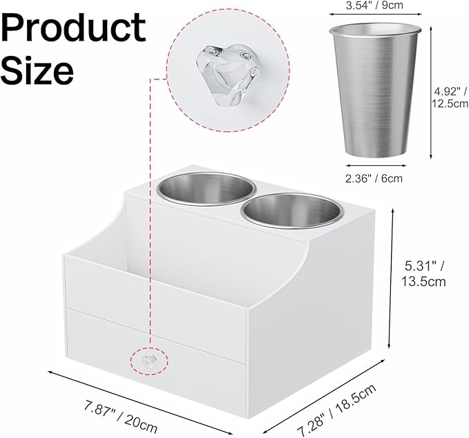 Hair Tool Organizer, Acrylic Hair Blow Dryer Holder Stand with Drawer for Straightener and Curling Storage, Bathroom Vanity Countertop Organization for Makeup Accessories - White