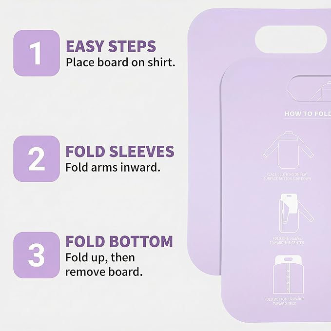 2 Pcs Shirt Folding Board, Portable Clothes Folder Plastic Laundry folders for Travel Adult White