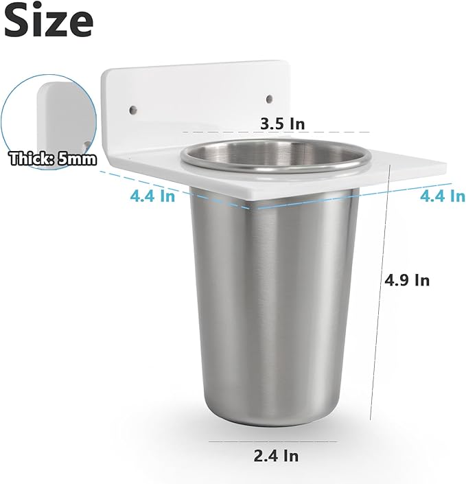 Hair Tool Organizer Wall Mount, Hair Dryer Holder and 2 Cup, Hair Hot Tools Organizer for Hair Styling Storage, Straighteners Holder, Curling Iron Holder, Hot Tool Storage for Bathroom Barbershops