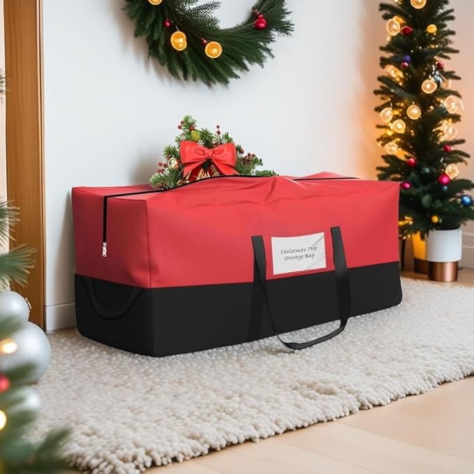 Christmas Tree Storage Bag, Fits Up 10 Ft Tall Artificial Trees, Heavy-Duty 600D Oxford Tree Bag with Reinforced Handles Zipper Clear Pocket, Storage Bags for Moving Items, Clothing, Outdoor, Bedding