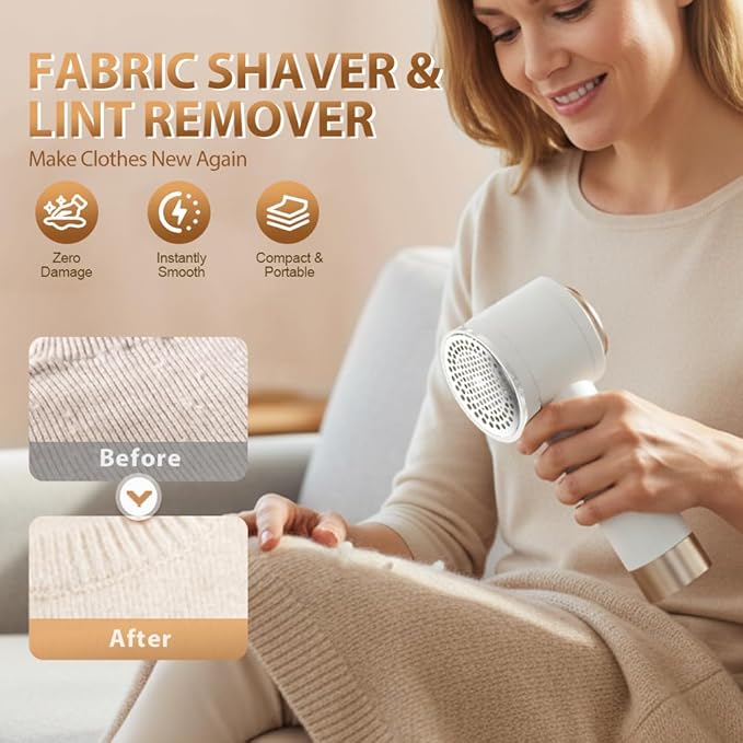Rechargeable Fabric Shaver for Clothing with Smart LED Display, 2026 New 2 in 1 Suction and Shave Technology Clothes Shaver, Lint Shavers with 3 Speeds for Clothes, Couch, Furniture (C)