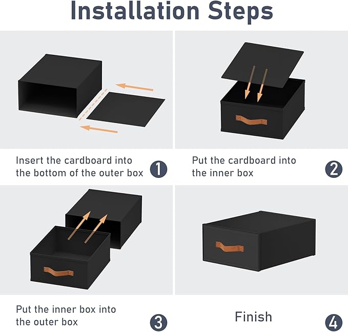 DIMJ Closet Organizers and Storage - Fabric Storage Bins with Drawers Stackable Closet Bins with Labels for Clothes, Sweaters, Bedding, Collapsible Storage Cubes for Bedroom, Living Room, Shelf