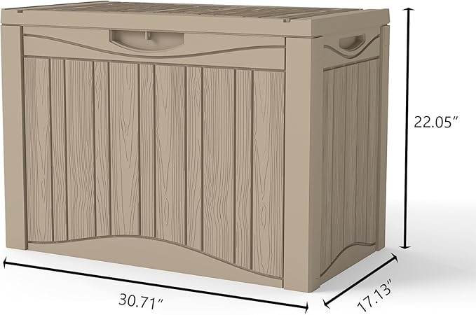 52 Gallon Resin Deck Box Waterproof Outdoor Storage Box for Patio Furniture Pool Accessories Indoor Storage for Cushion Garden Tools, Gray