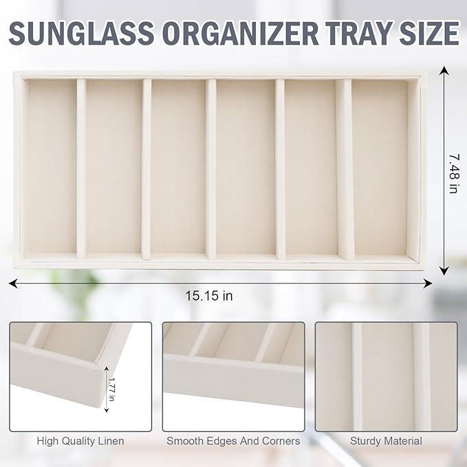 2 Pack Sunglasses Organizer Storage Glasses Holder Velvet Jewelry Tray, Glasses Organizer Eyeglasses Sunglasses Tray for Jewelry Display Watch