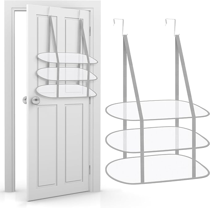 2 Pack 3 Tier Over The Door Folding Drying Rack Sweater Drying Rack 26.5" x 34.5" Flat Room Organization Dryer Racks for Laundry Perfect for Small Spaces Apartments Dorm Rooms and Bathrooms (Grey)