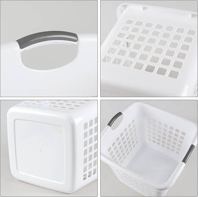 Anbers 4-Pack 72L Large Plastic Laundry Hamper Basket, White Dirty Clothes Storage Hamper