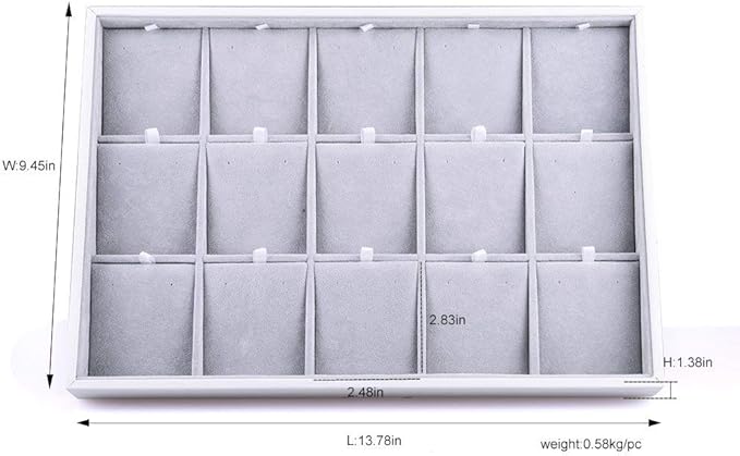 Oirlv Velvet Jewelry Organizer Trays Stackable Showcase Jewelry Display Storage Tray (15 Grids Earrings)