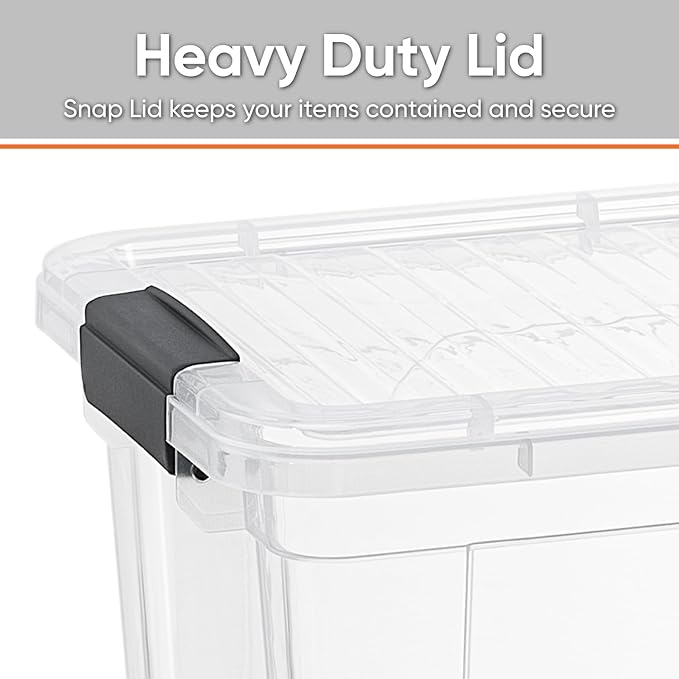 Superio Clear Storage Boxes with Lids, 26 Quart Plastic Container Bins for Organizing, Stackable Crates, BPA Free, Non Toxic, Odor Free, Organizers for Home, Office and Dorm, 8 Pack