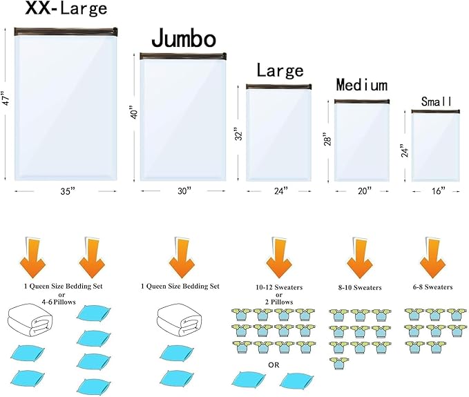 28 Pack Vacuum Storage Bags with Electric Pump, Space Saver Bag for Clothes, Mattress, Blanket, Duvets, Pillows, Comforters, Travel
