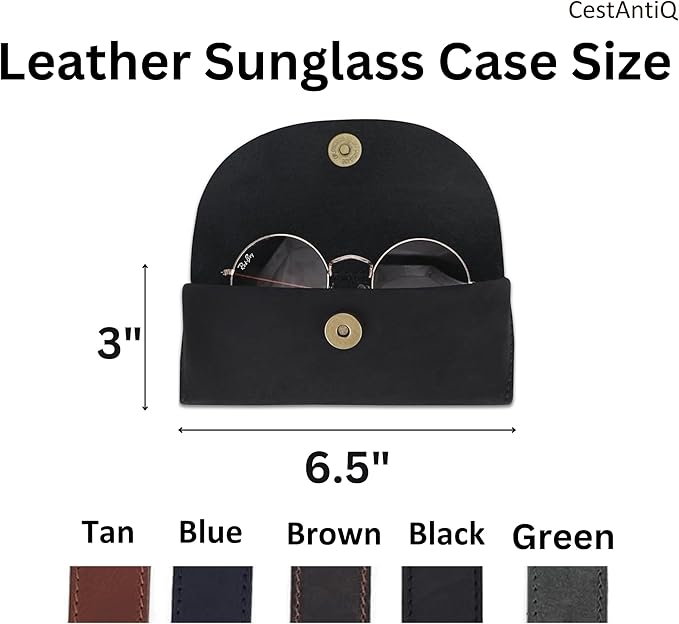 Leather Sunglasses Case Genuine Leather Eyeglass Case Soft Glasses Pouch Reading Glasses Case for Men & Women