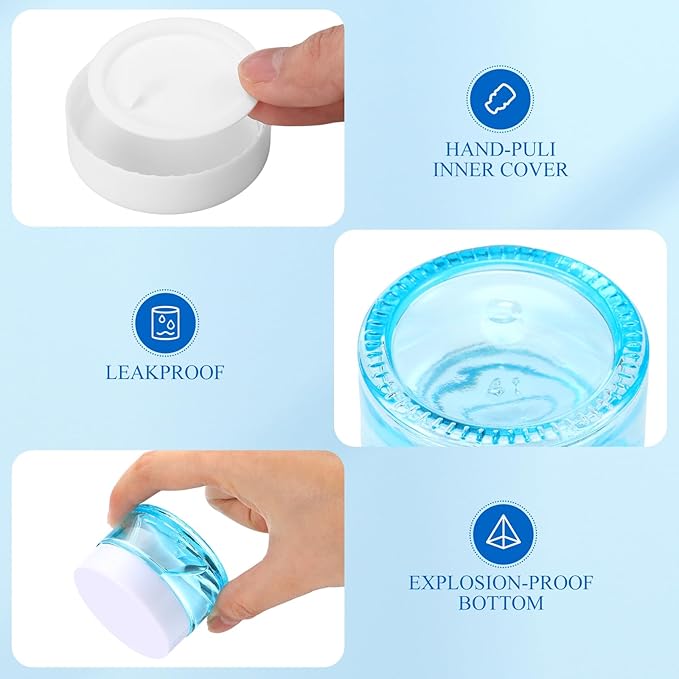 Domensi 60 Pcs 1oz Glass Jars with Lids Bulk Salve Tins Winter Cream Container Small Glass Candle Cosmetic Jars for Travel Lip Balm with Inner Liners for Lotion Sample Cream(Light Blue, White Lids)