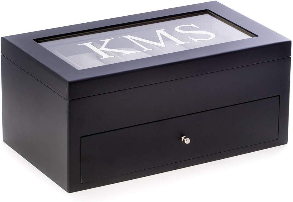 Bey-Berk Custom Personalized Watch Box Organizer - 20 Slot Luxury Solid Wood Designer Display, Large Watch Slots