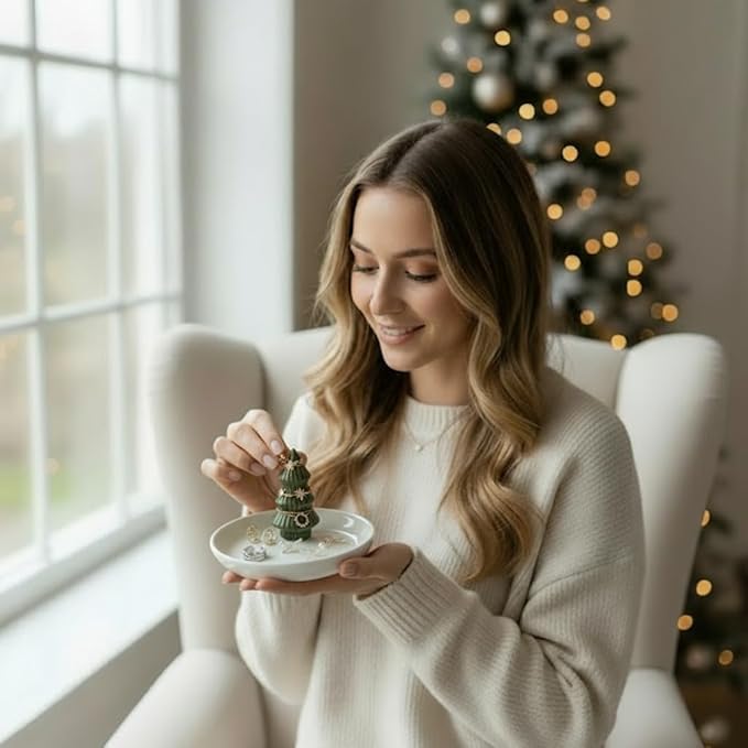 Moss Green Christmas Tree Ring Dish, Jewelry Holder, Jewelry Holder Dish, Christmas Tree Decor, Thanksgiving, Christmas